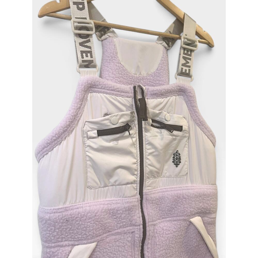 FREE PEOPLE FP Movement Hit The Slopes Fleece Overalls Lilac Small EUC - Picture 4 of 6